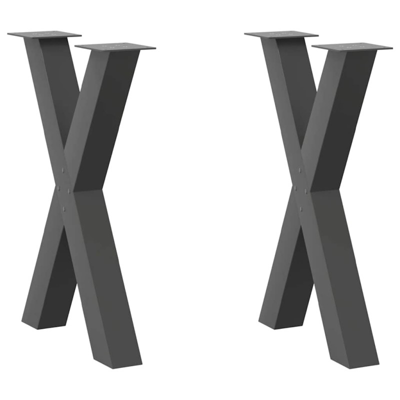 vidaXL Πόδια Τραπεζαρίας σε Σχήμα Χ, 2 τεμ. Ανθρακί 60x(72-73) εκ. Ατσάλι