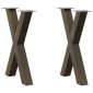 vidaXL Πόδια Τραπεζαρίας σε Σχήμα Χ, 2 τεμ. από Φυσικό Ατσάλι 60x(72-73) εκ. Ατσάλι