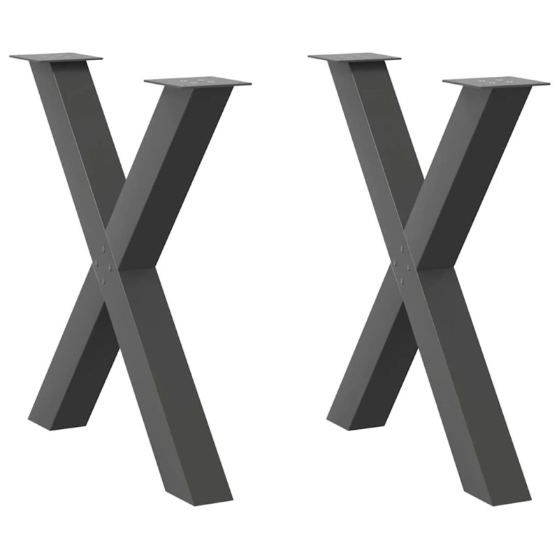vidaXL Πόδια Τραπεζαρίας σε Σχήμα Χ 2 τεμ. Ανθρακί 70x(72-73) εκ. Ατσάλι