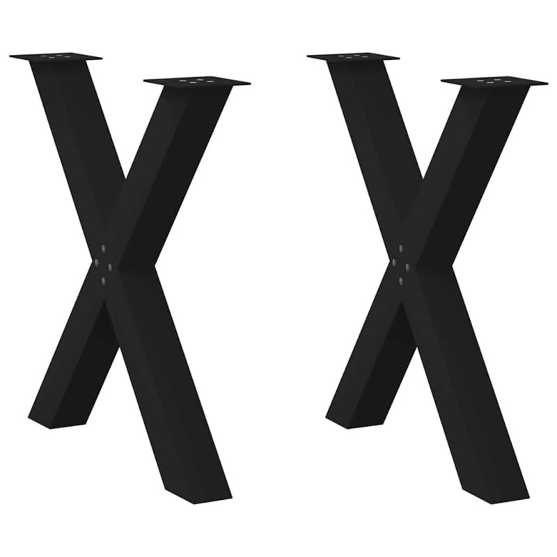 vidaXL Πόδια Τραπεζαρίας σε Σχήμα Χ, 2 τεμ. Μαύρο, Ατσάλι 80x(72-73) εκ.