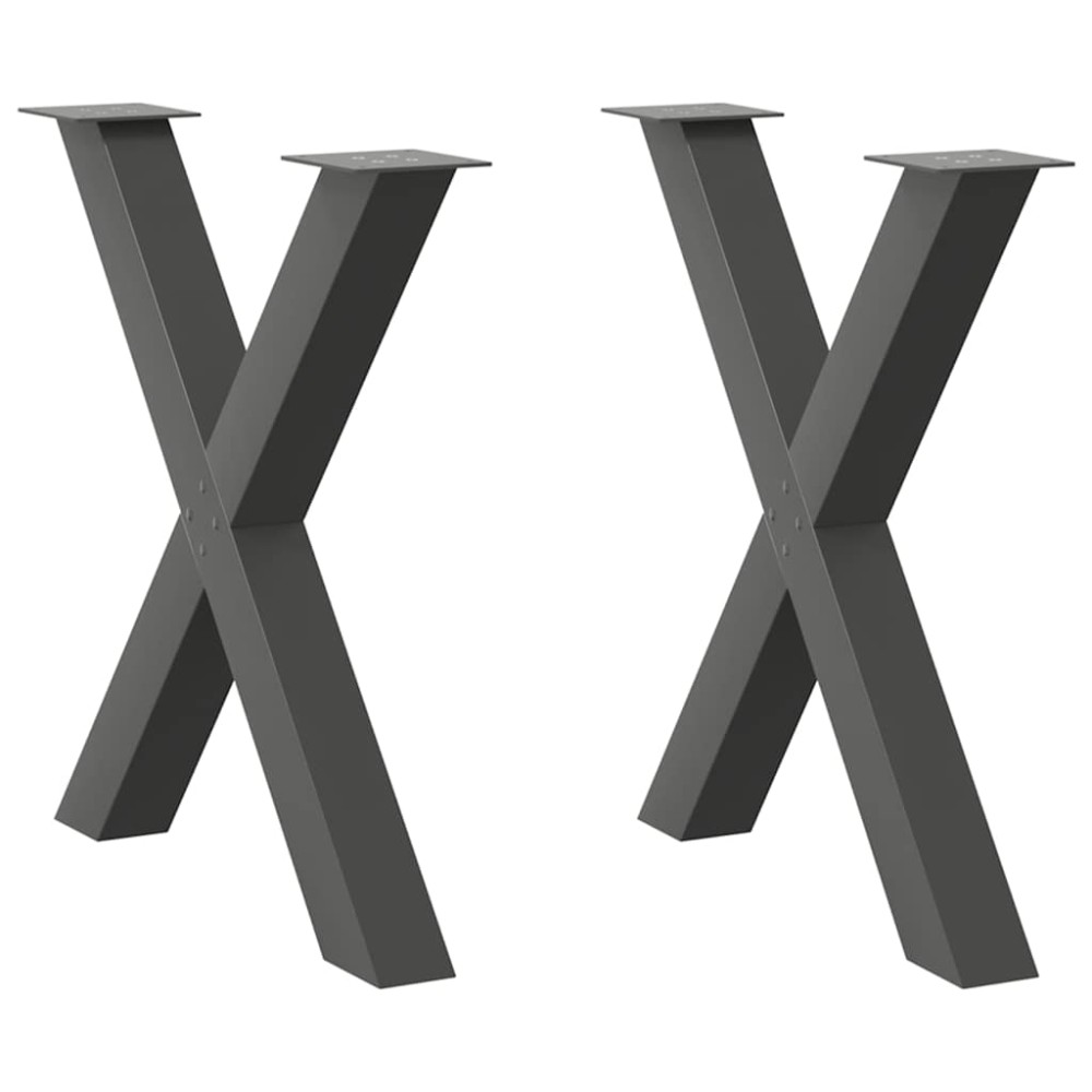 vidaXL Πόδια Τραπεζαρίας σε Σχήμα Χ 2 τεμ. Ανθρακί 80x(72-73) εκ. Ατσάλι