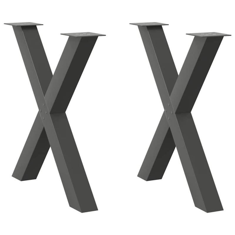 vidaXL Πόδια Τραπεζαρίας σε Σχήμα Χ 2 τεμ. Ανθρακί 80x(72-73) εκ. Ατσάλι