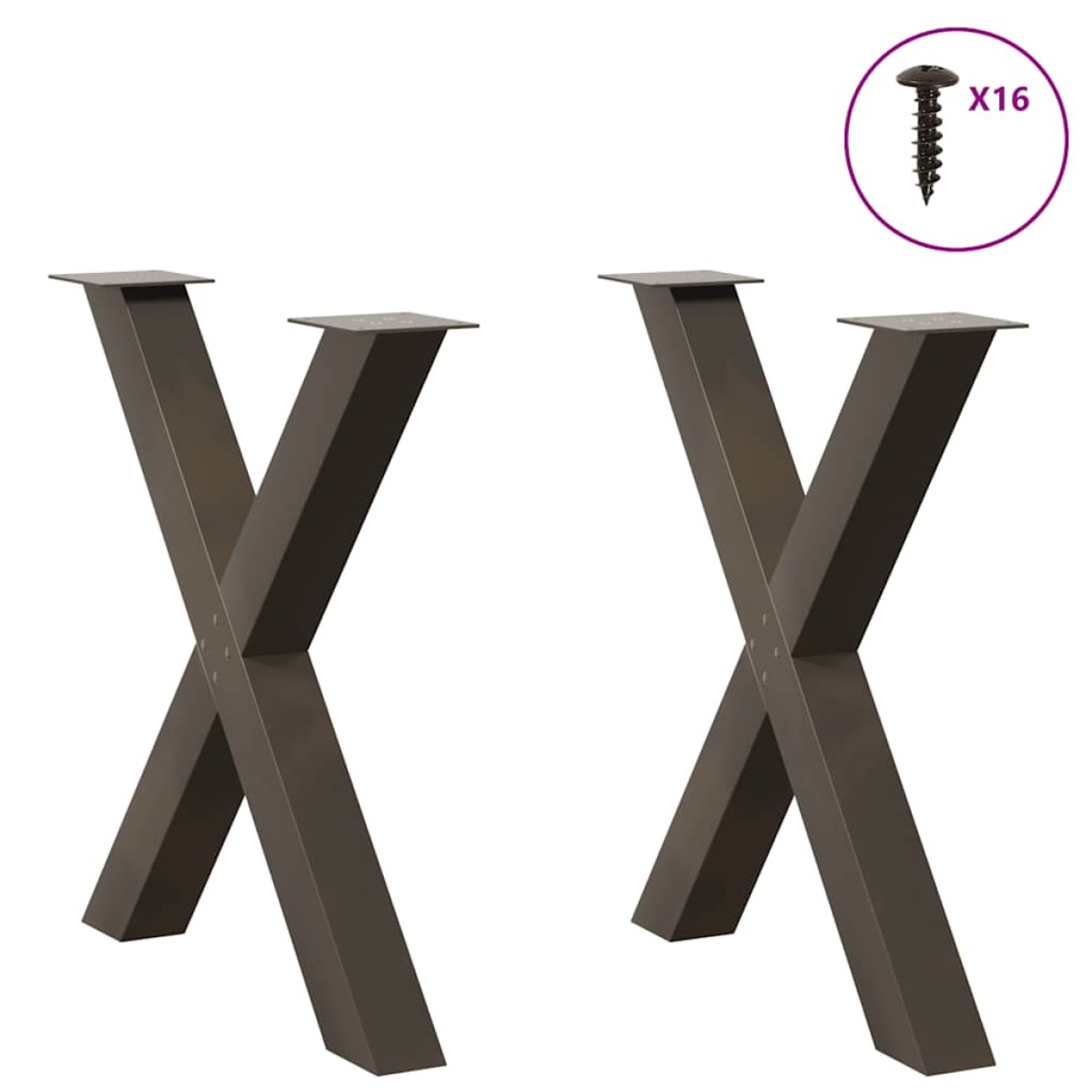 vidaXL Πόδια Τραπεζαρίας σε Σχήμα Χ, 2 τεμ. από Φυσικό Ατσάλι 80x(72-73) εκ. Ατσάλι