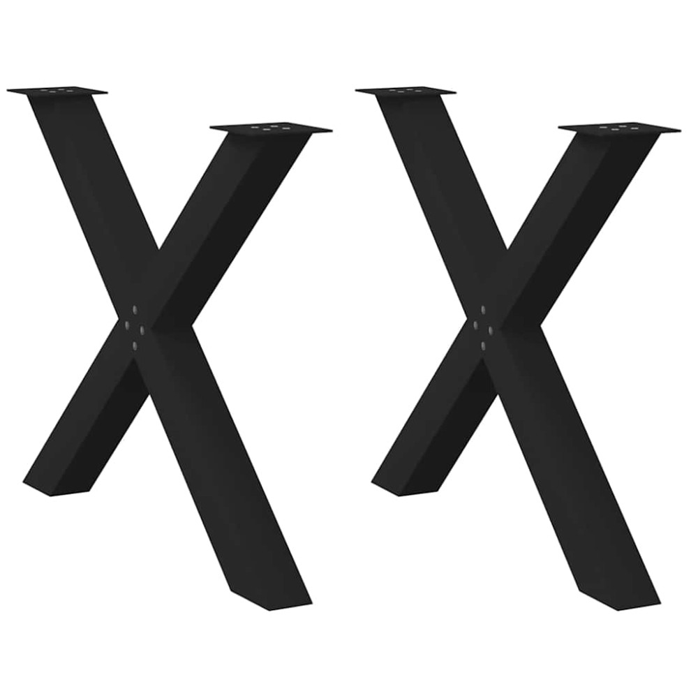 vidaXL Πόδια Τραπεζαρίας σε Σχήμα Χ, 2 τεμ. Μαύρα 90x(72-73) εκ. Ατσάλι