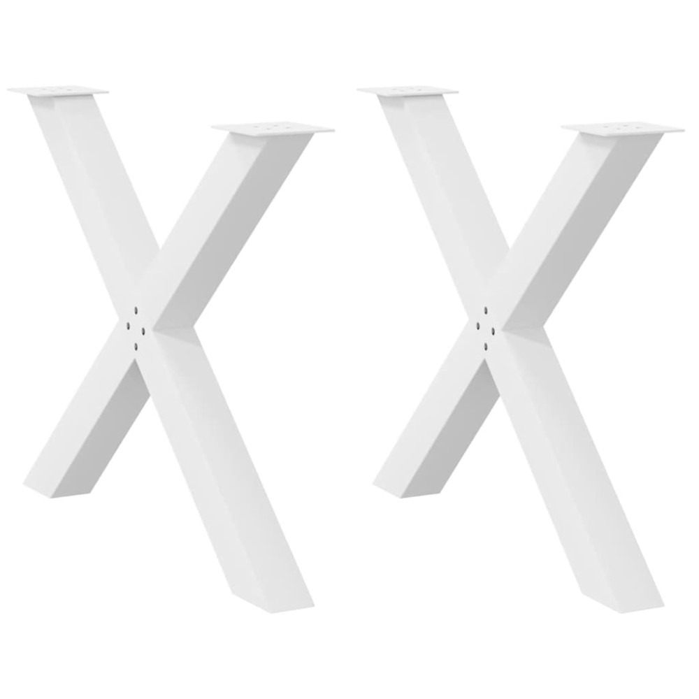vidaXL Πόδια Τραπεζαρίας σε Σχήμα Χ, 2 τεμ. Λευκά 90x(72-73) εκ. Ατσάλι