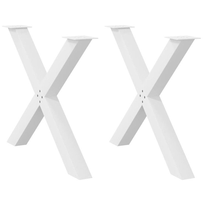 vidaXL Πόδια Τραπεζαρίας σε Σχήμα Χ, 2 τεμ. Λευκά 90x(72-73) εκ. Ατσάλι