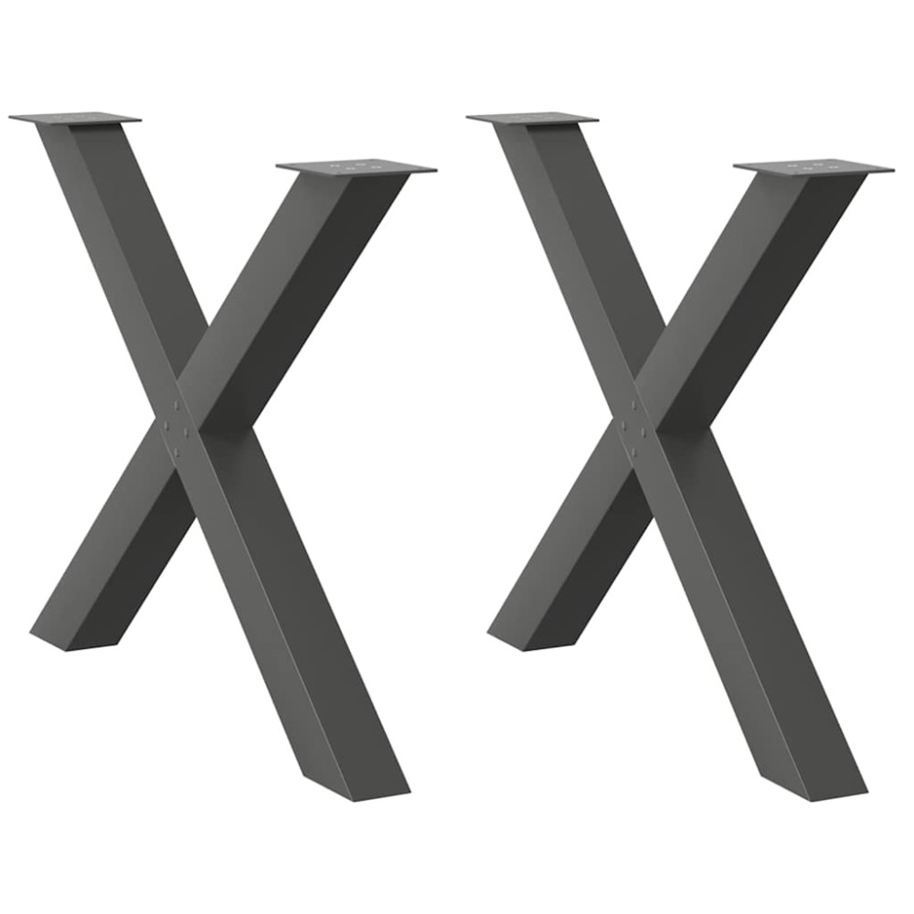 vidaXL Πόδια Τραπεζαρίας σε Σχήμα Χ, 2 τεμ. Ανθρακί 90x(72-73) εκ. Ατσάλι