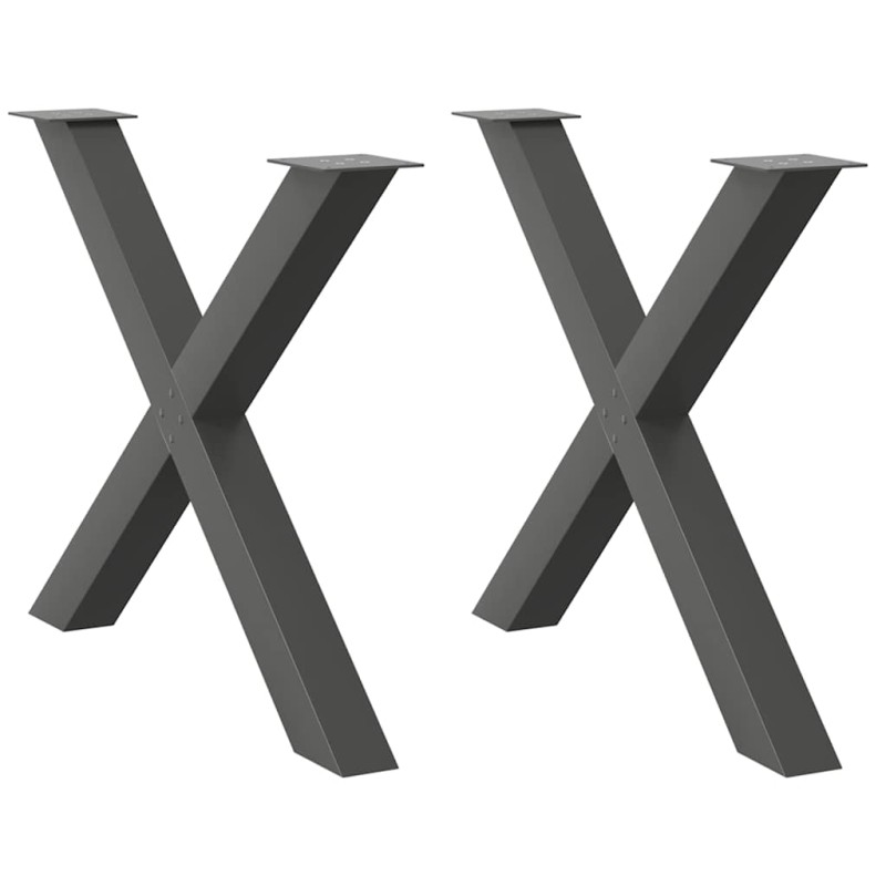 vidaXL Πόδια Τραπεζαρίας σε Σχήμα Χ, 2 τεμ. Ανθρακί 90x(72-73) εκ. Ατσάλι