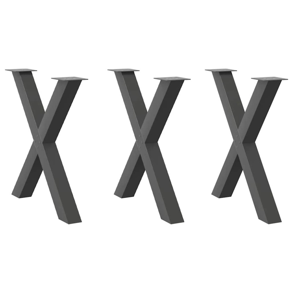 vidaXL Πόδια Τραπεζαρίας σε Σχήμα Χ 3 τεμ. Ανθρακί 70x(72-73) εκ. Ατσάλι