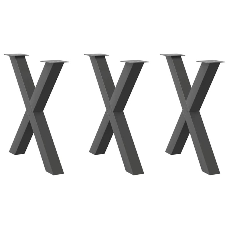 vidaXL Πόδια Τραπεζαρίας σε Σχήμα Χ 3 τεμ. Ανθρακί 70x(72-73) εκ. Ατσάλι