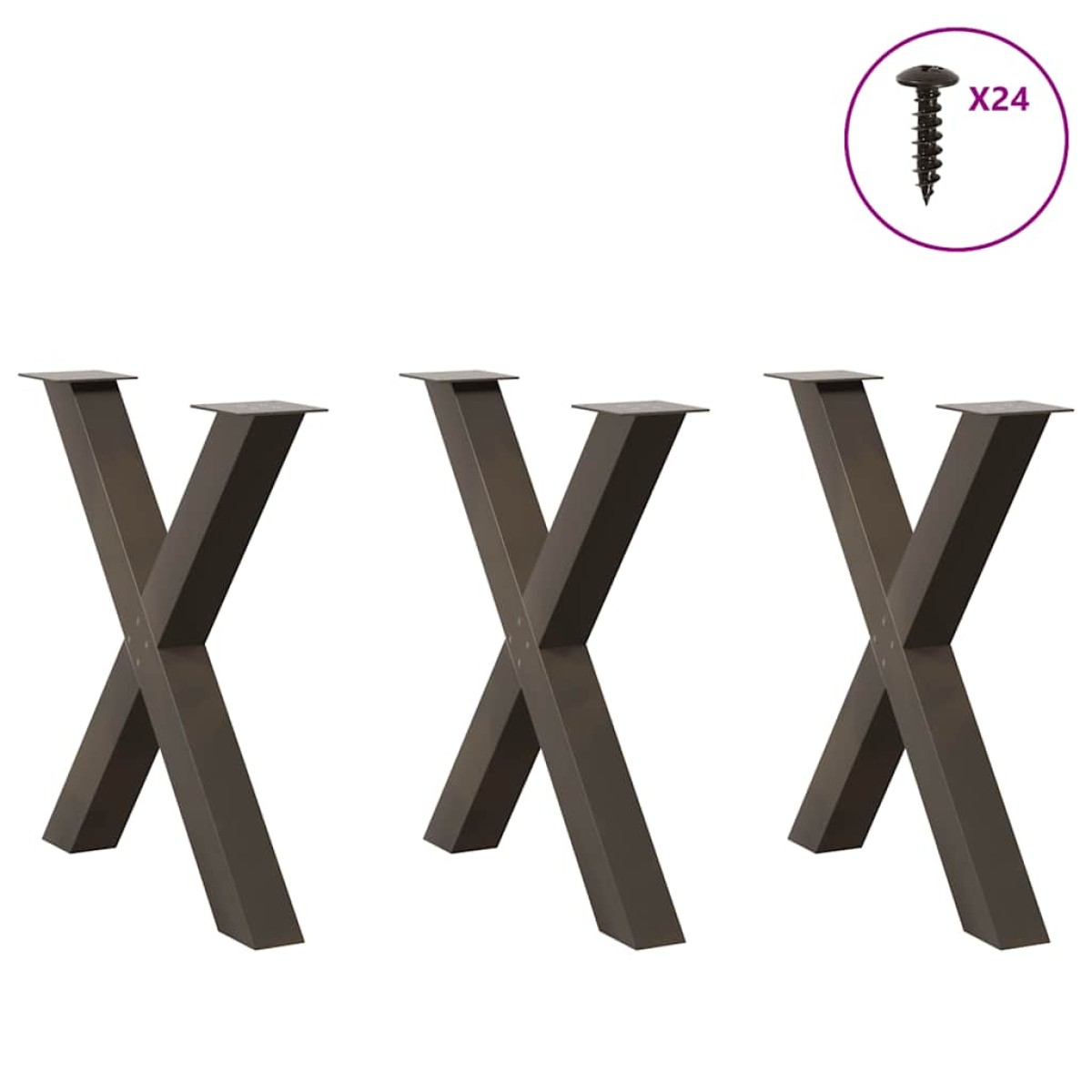 vidaXL Πόδια Τραπεζαρίας σε Σχήμα Χ 3 τεμ. από Φυσικό Ατσάλι 70x(72-73) εκ. Ατσάλι