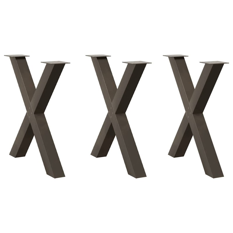 vidaXL Πόδια Τραπεζαρίας σε Σχήμα Χ 3 τεμ. από Φυσικό Ατσάλι 70x(72-73) εκ. Ατσάλι