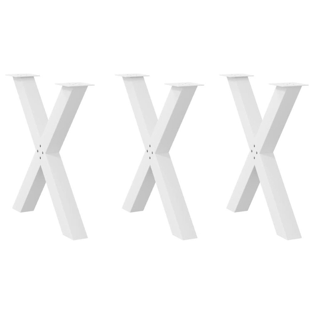 vidaXL Πόδια Τραπεζαρίας σε Σχήμα Χ 3 τεμ. Λευκά 80x(72-73) εκ. Ατσάλι