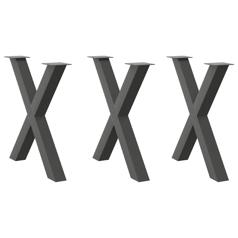 vidaXL Πόδια Τραπεζαρίας σε Σχήμα Χ 3 τεμ. Ανθρακί 80x(72-73) εκ. Ατσάλι