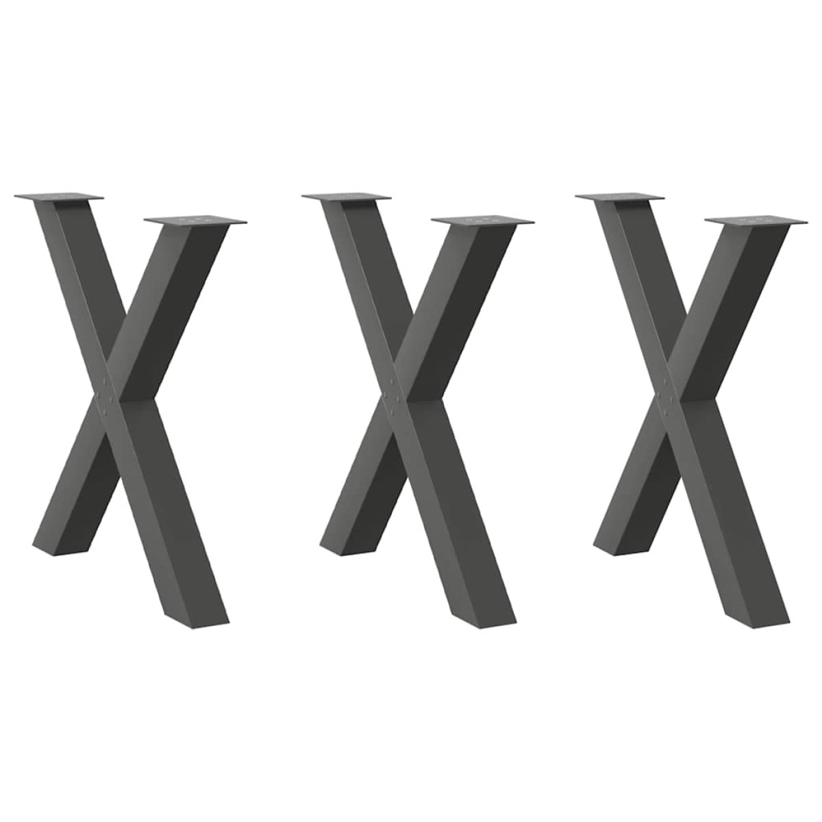 vidaXL Πόδια Τραπεζαρίας σε Σχήμα Χ 3 τεμ. Ανθρακί 80x(72-73) εκ. Ατσάλι