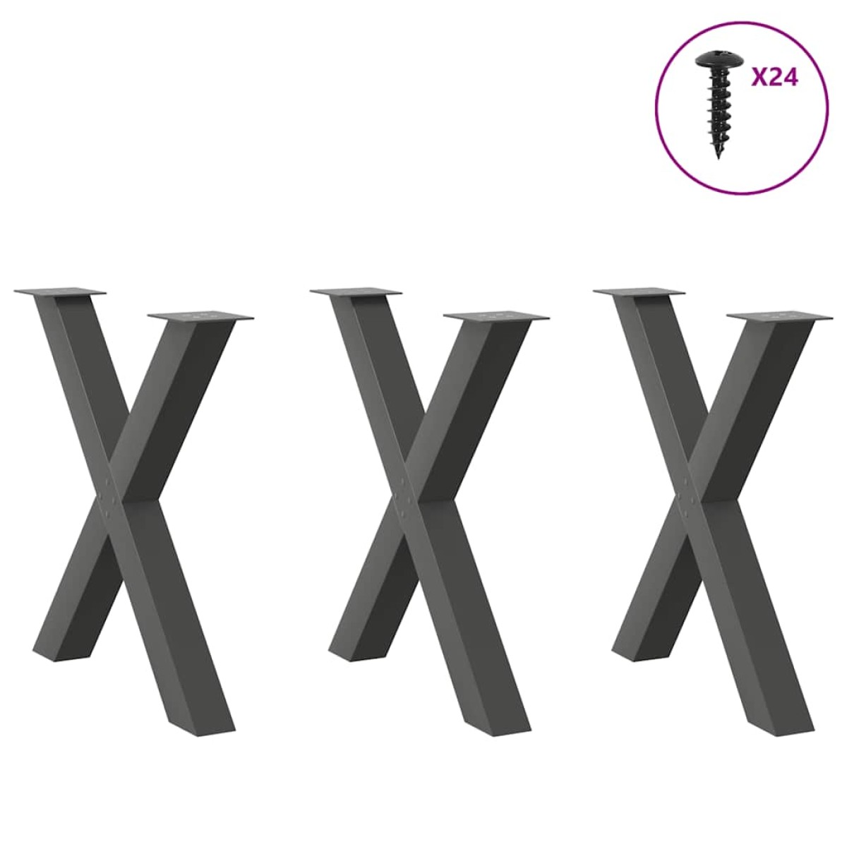 vidaXL Πόδια Τραπεζαρίας σε Σχήμα Χ 3 τεμ. Ανθρακί 80x(72-73) εκ. Ατσάλι
