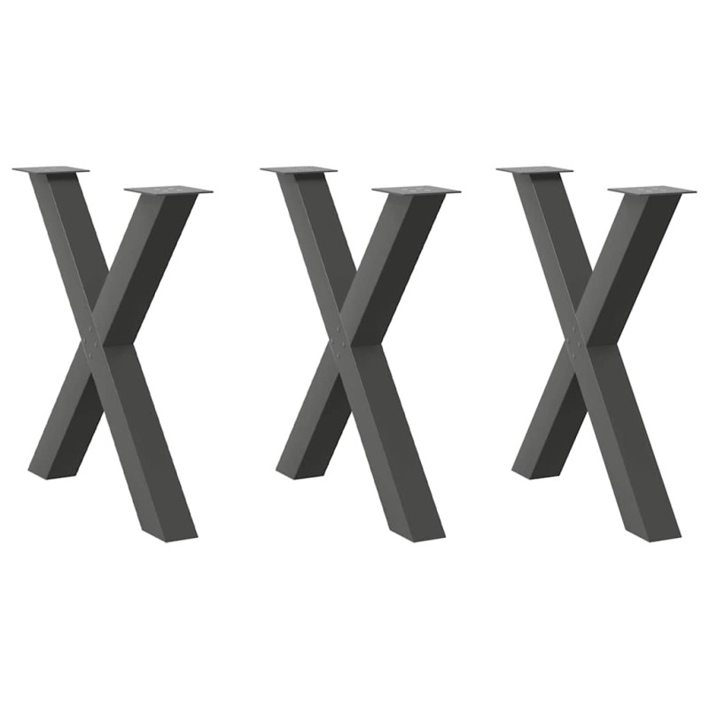 vidaXL Πόδια Τραπεζαρίας σε Σχήμα Χ 3 τεμ. Ανθρακί 80x(72-73) εκ. Ατσάλι