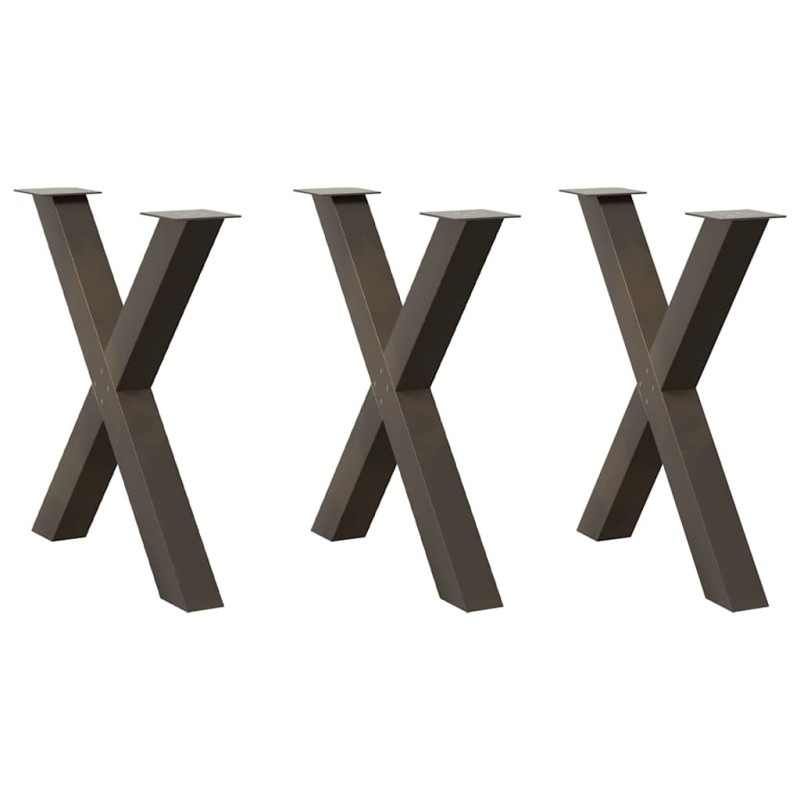 vidaXL Πόδια Τραπεζαρίας σε Σχήμα Χ 3 τεμ. από Φυσικό Ατσάλι 80x(72-73) εκ. Ατσάλι