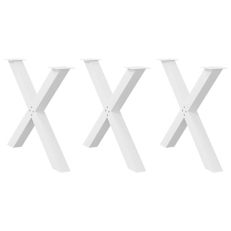vidaXL Πόδια Τραπεζαρίας σε Σχήμα Χ 3 τεμ. Λευκά 90x(72-73) εκ. Ατσάλι