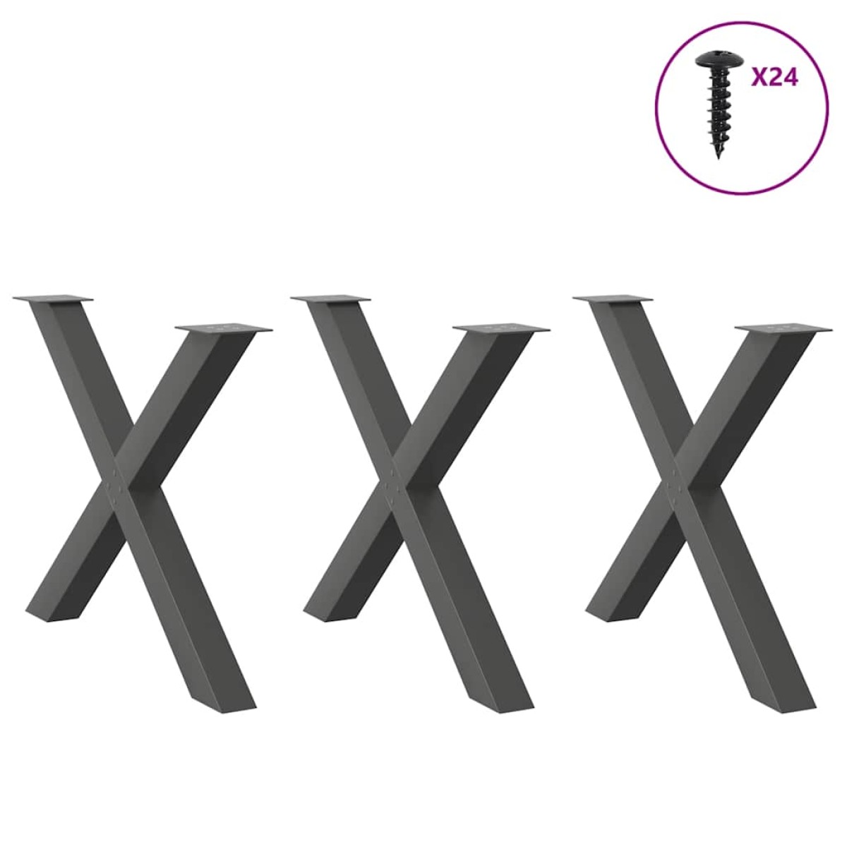 vidaXL Πόδια Τραπεζαρίας σε Σχήμα Χ 3 τεμ. Ανθρακί 90x(72-73) εκ. Ατσάλι