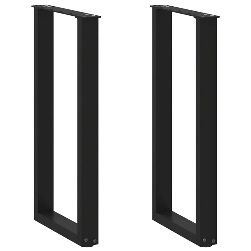 vidaXL Πόδια Κονσόλας σε Σχήμα U 2 τεμ. Μαύρο 38x(72-73) εκ. Ατσάλι