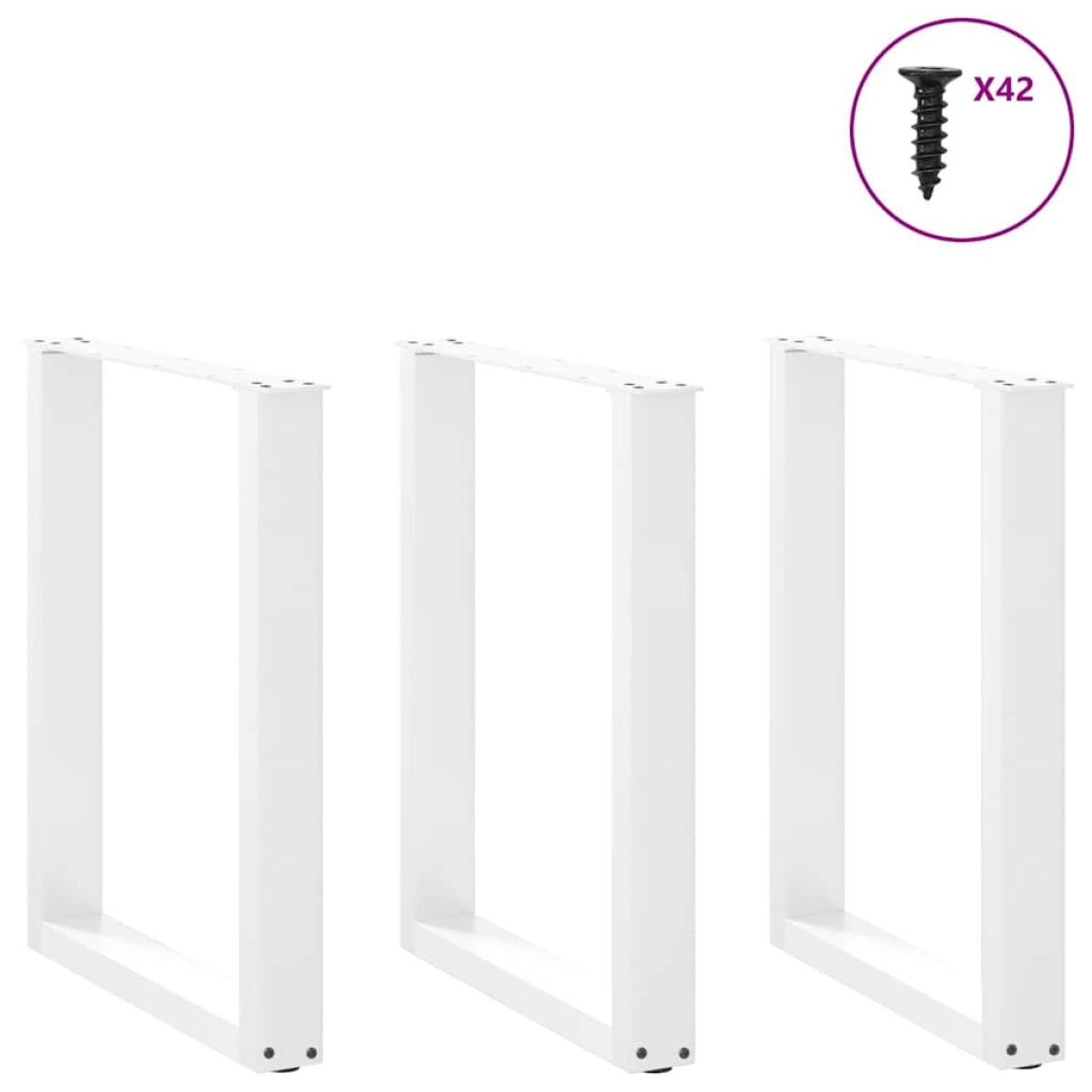 vidaXL Πόδια Τραπεζαρίας σε Σχήμα U 3 τεμ. Λευκά 70x(72-73) εκ. Ατσάλι
