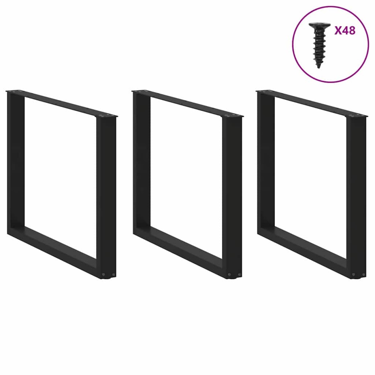 vidaXL Πόδια Τραπεζαρίας σε Σχήμα U 3 τεμ. Μαύρο 100x(72-73) εκ. Ατσάλι