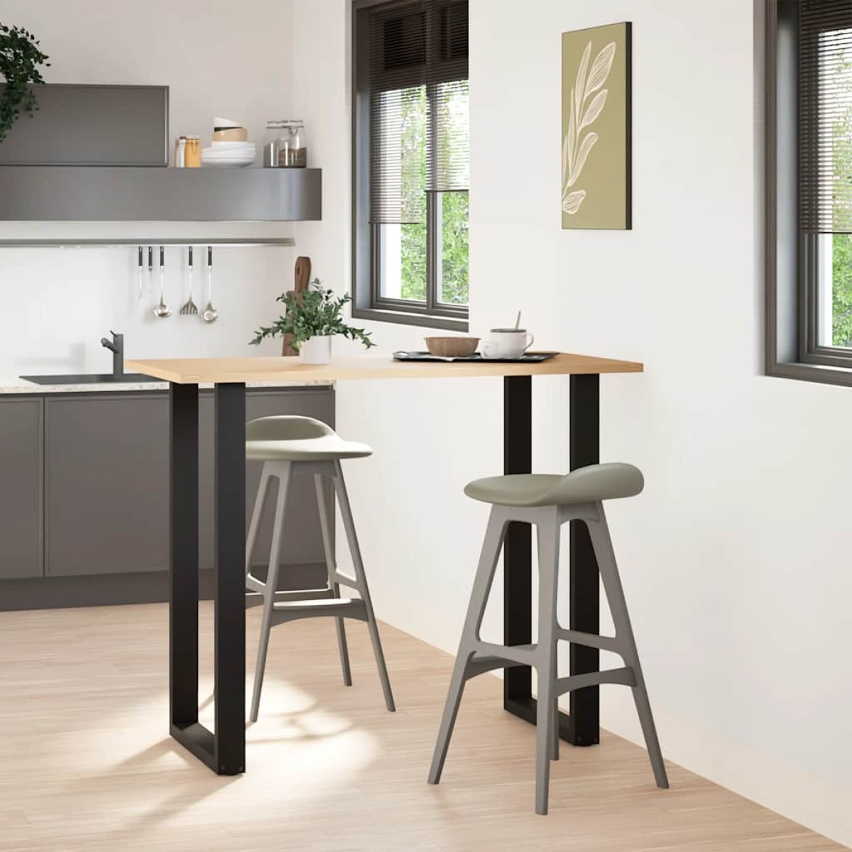 vidaXL Πόδια Τραπεζιού Μπαρ σε Σχήμα U 2 τεμ. Μαύρο 60x (110-111) εκ. Ατσάλι