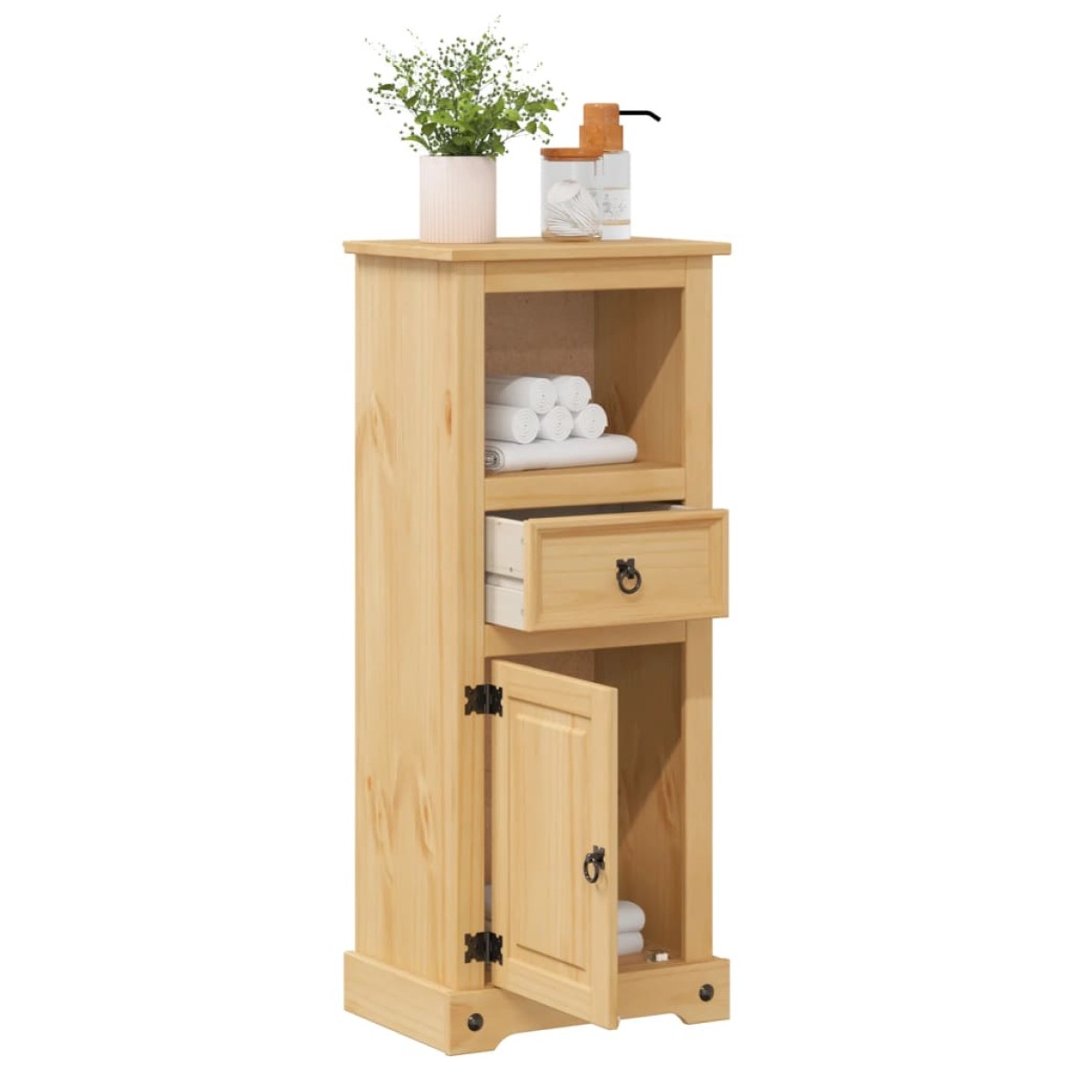 vidaXL Ντουλάπι Μπάνιου Corona 45x33x110 εκ. από Μασίφ Ξύλο Πεύκου