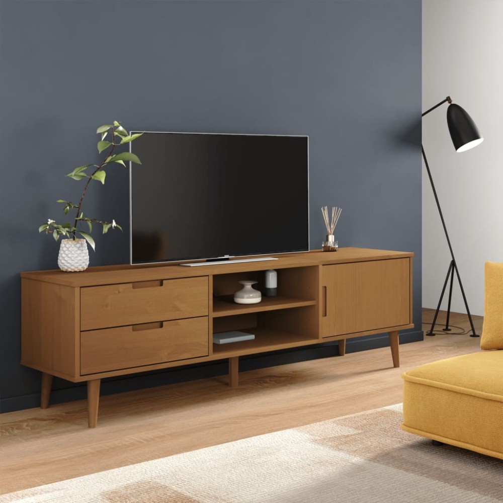 vidaXL Έπιπλο Τηλεόρασης MOLDE Καφέ 158x40x49 εκ. Μασίφ Ξύλο Πεύκου
