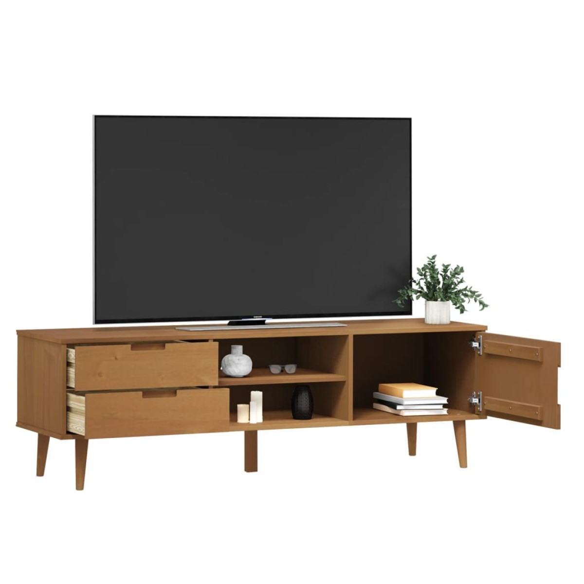 vidaXL Έπιπλο Τηλεόρασης MOLDE Καφέ 158x40x49 εκ. Μασίφ Ξύλο Πεύκου