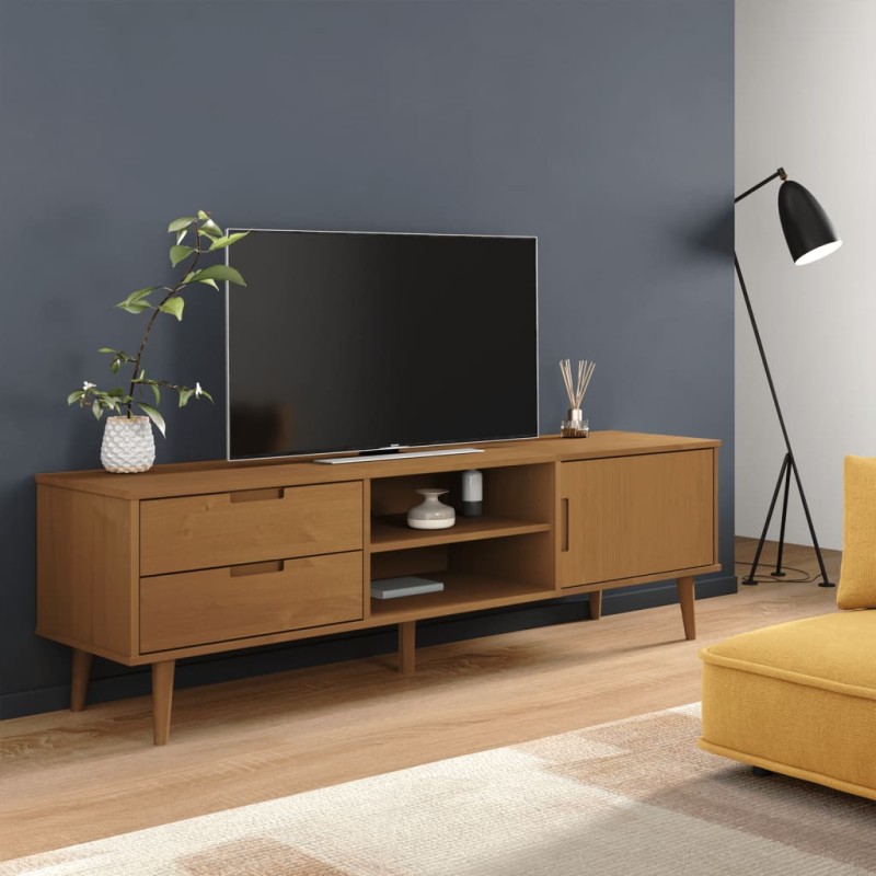vidaXL Έπιπλο Τηλεόρασης MOLDE Καφέ 158x40x49 εκ. Μασίφ Ξύλο Πεύκου