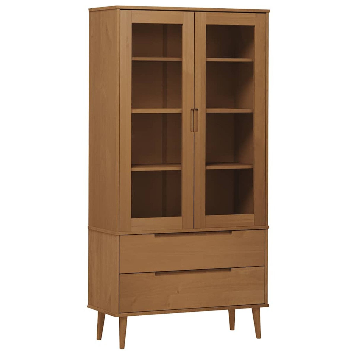 vidaXL Βιτρίνα MOLDE Καφέ 90 x 35 x 175 εκ. από Μασίφ Ξύλο Πεύκου