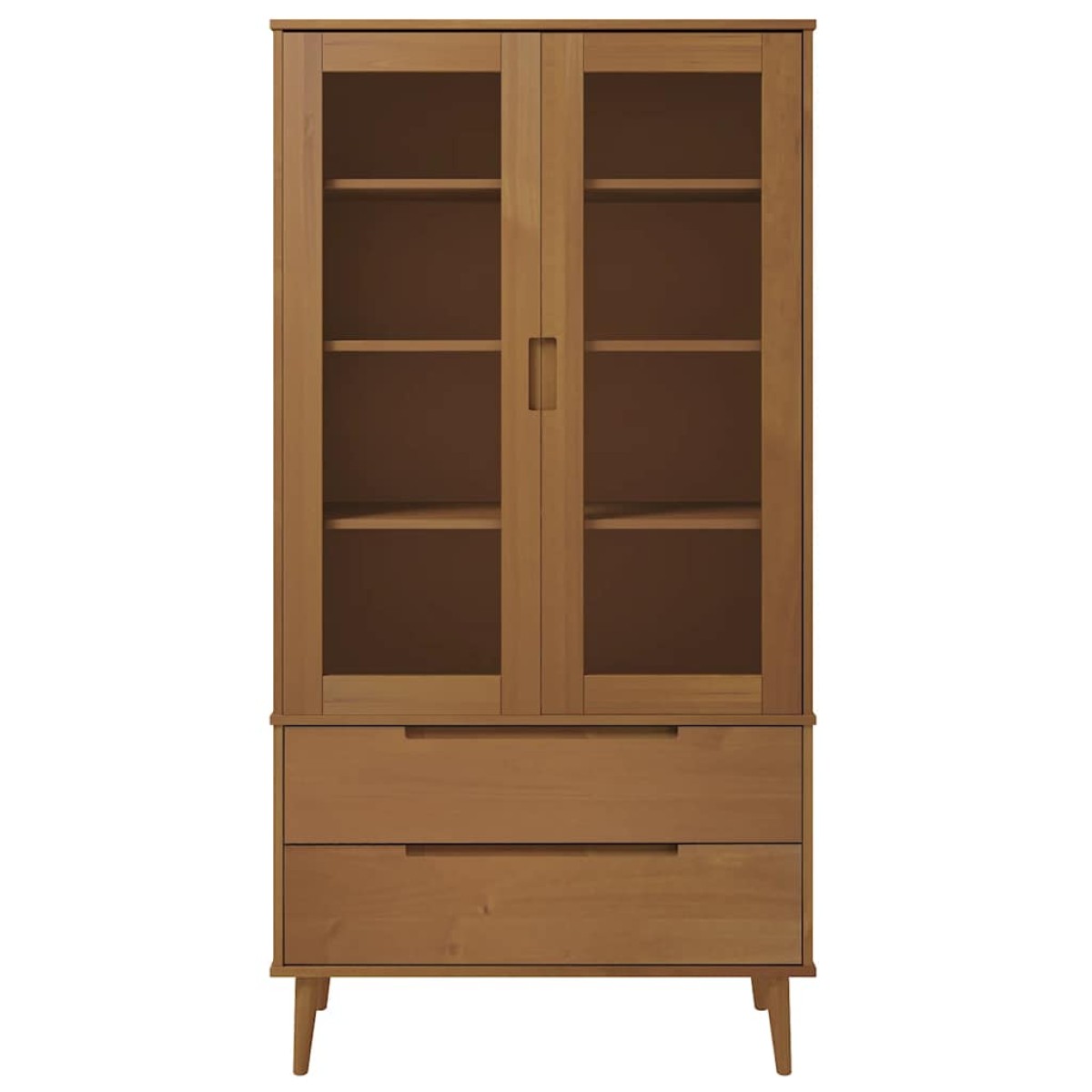 vidaXL Βιτρίνα MOLDE Καφέ 90 x 35 x 175 εκ. από Μασίφ Ξύλο Πεύκου