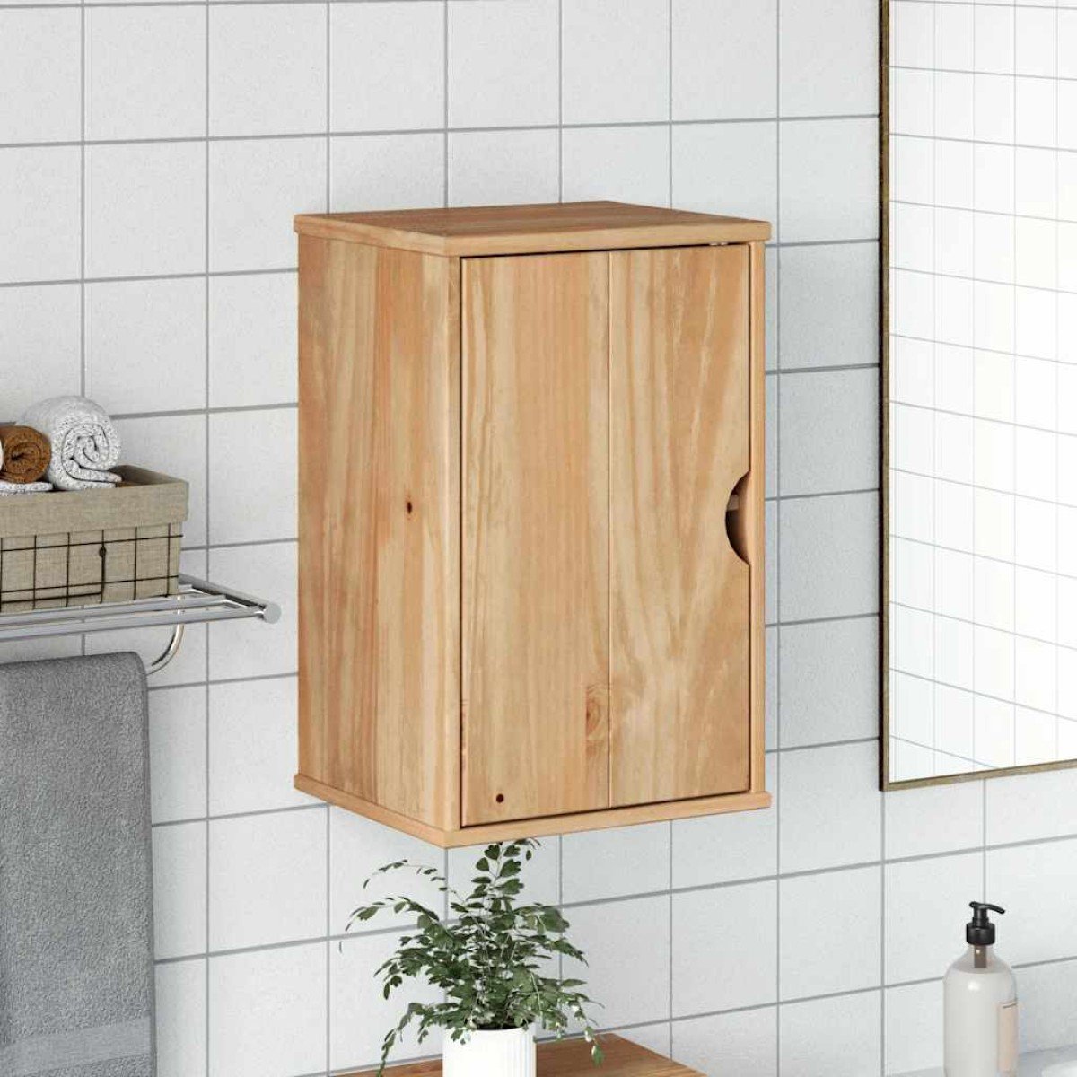 vidaXL Ντουλάπι Μπάνιου Επιτοίχιο OTTA 35x30x55 εκ. Μασίφ Ξύλο Πεύκου