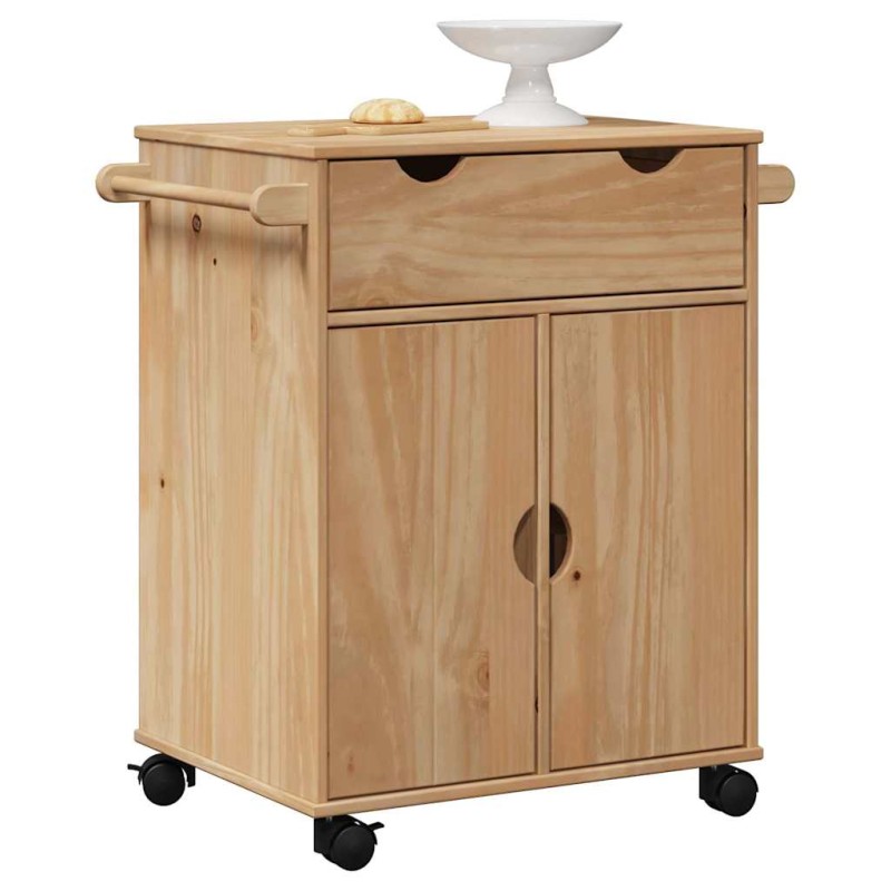 vidaXL Τρόλεϊ Κουζίνας OTTA 59x45x80 εκ. από Μασίφ Ξύλο Πεύκου