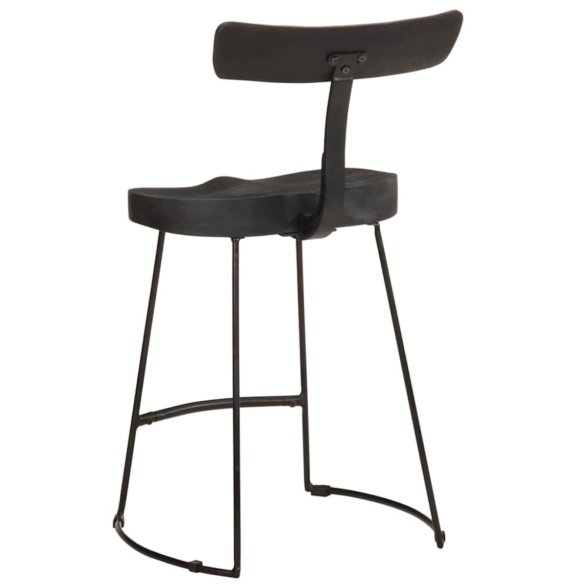 vidaXL Σκαμπό Μπαρ 2 τεμ. Μαύρα 49x43x79 εκ. από Μασίφ Ξύλο Μάνγκο