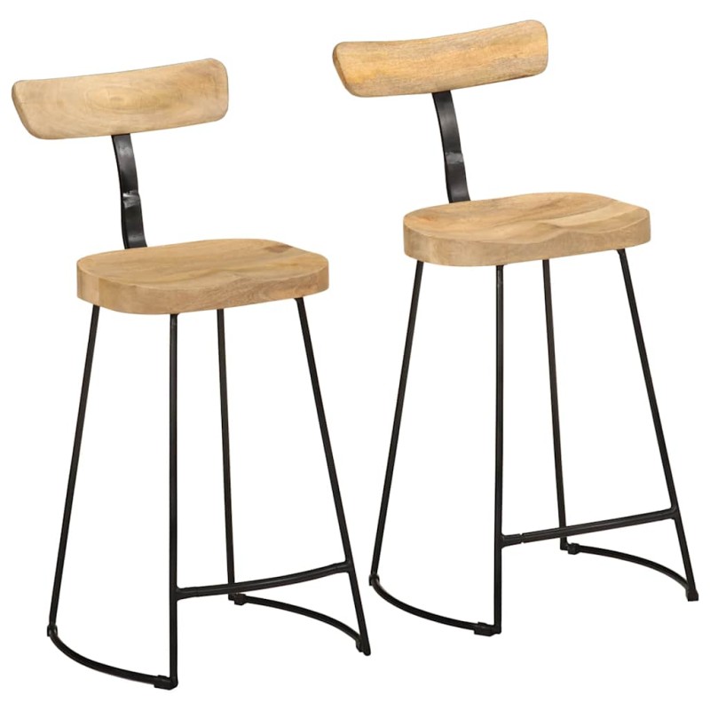 vidaXL Σκαμπό Μπαρ 2 τεμ. 49x43x88 εκ. από Μασίφ Ξύλο Μάνγκο