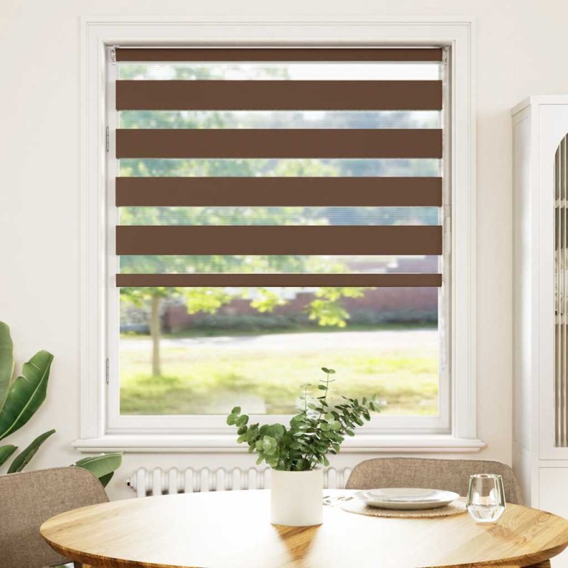 vidaXL Στόρι Ζέβρας Καφέ 115x100 εκ. Πλάτος Υφάσματος 110,9 εκ. Πολυεστέρας