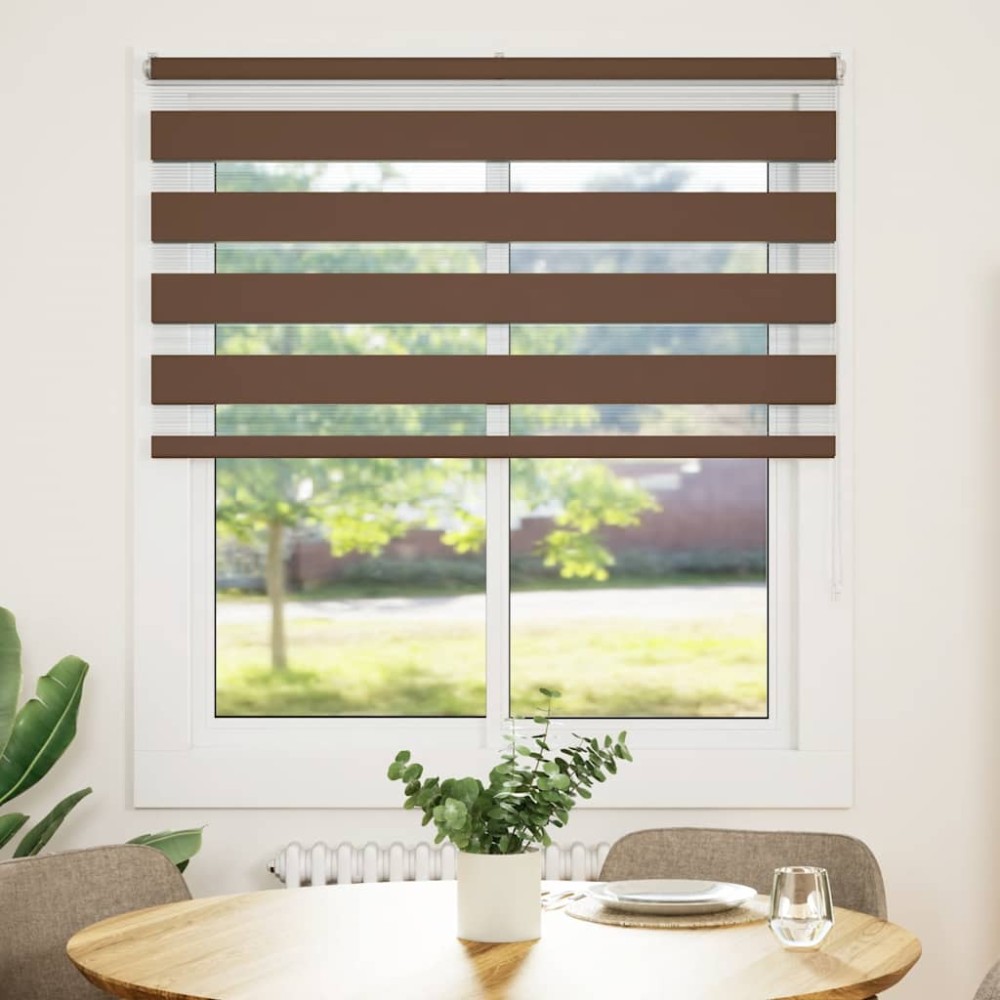 vidaXL Στόρι Ζέβρας Καφέ 135x100 εκ. Πλάτος Υφάσματος 130,9 εκ. Πολυεστέρας