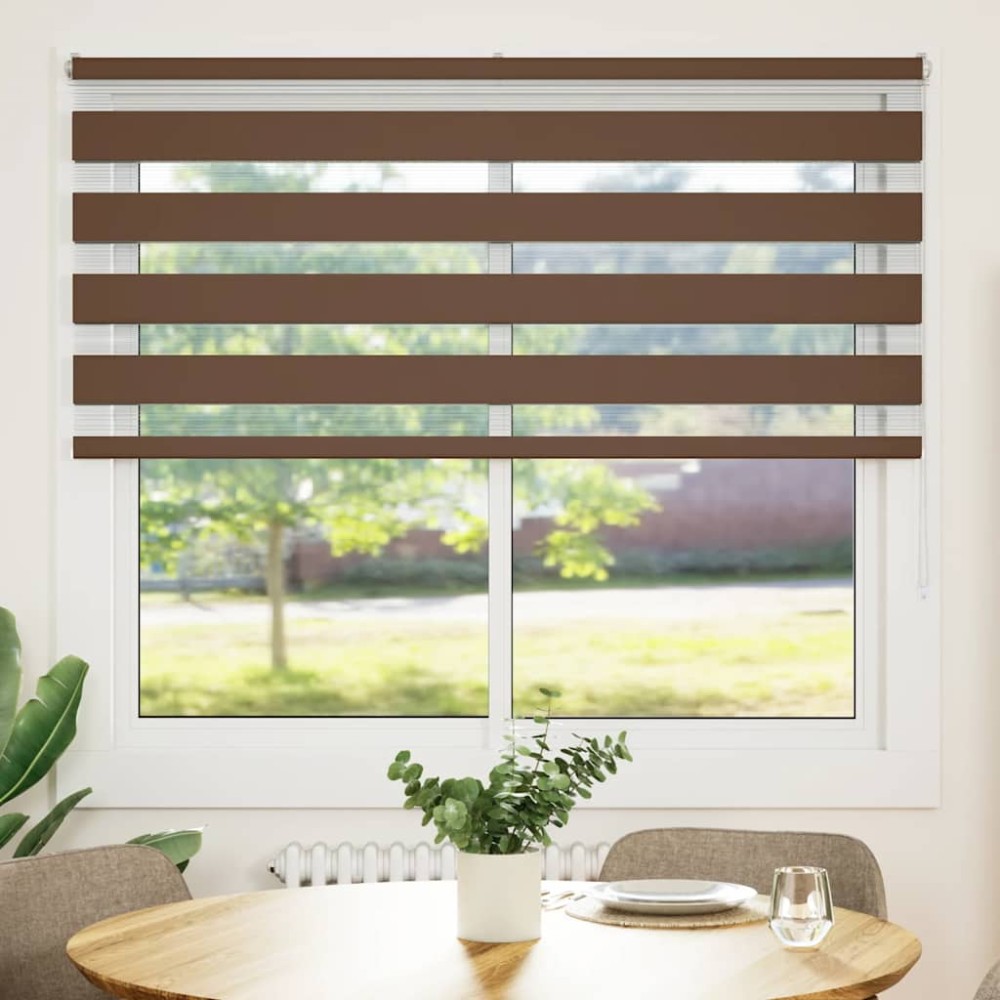 vidaXL Στόρι Ζέβρας Καφέ 165x150 εκ. Πλάτος Υφάσματος 160,9 εκ. Πολυεστέρας