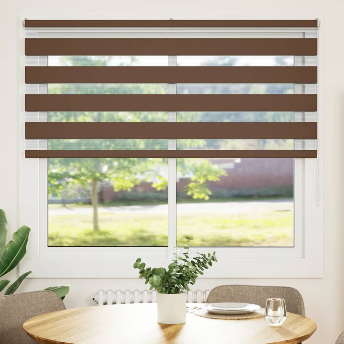 vidaXL Στόρι Ζέβρας Καφέ 165x150 εκ. Πλάτος Υφάσματος 160,9 εκ. Πολυεστέρας