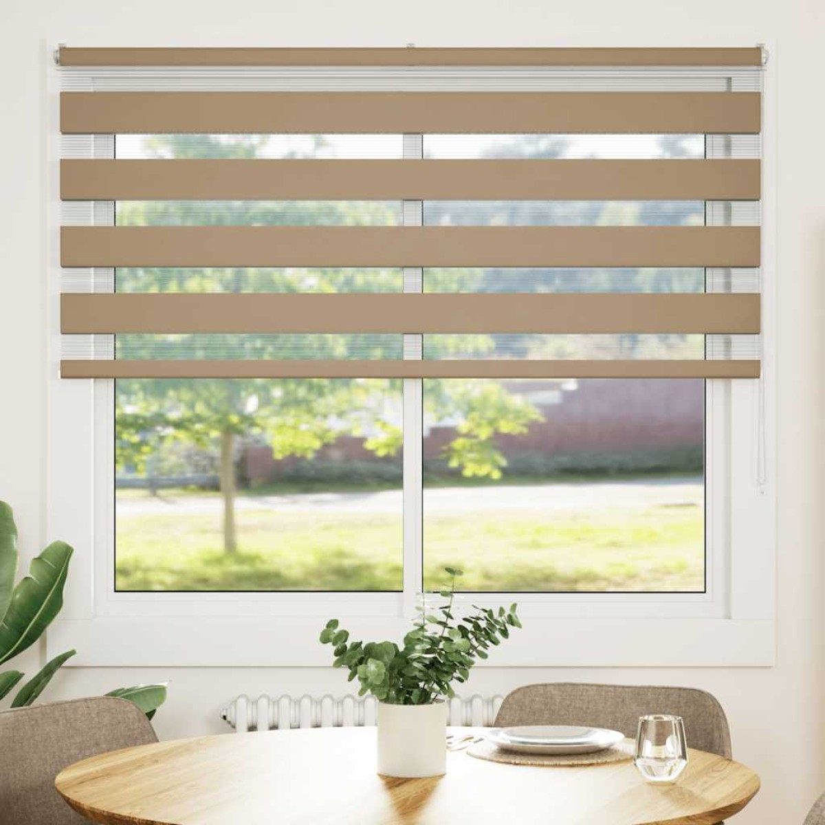 vidaXL Στόρι Ζέβρας Καφέ Άμμου 165x100 εκ. Πλάτος Υφάσματος 160,9 εκ. Πολυεστέρας