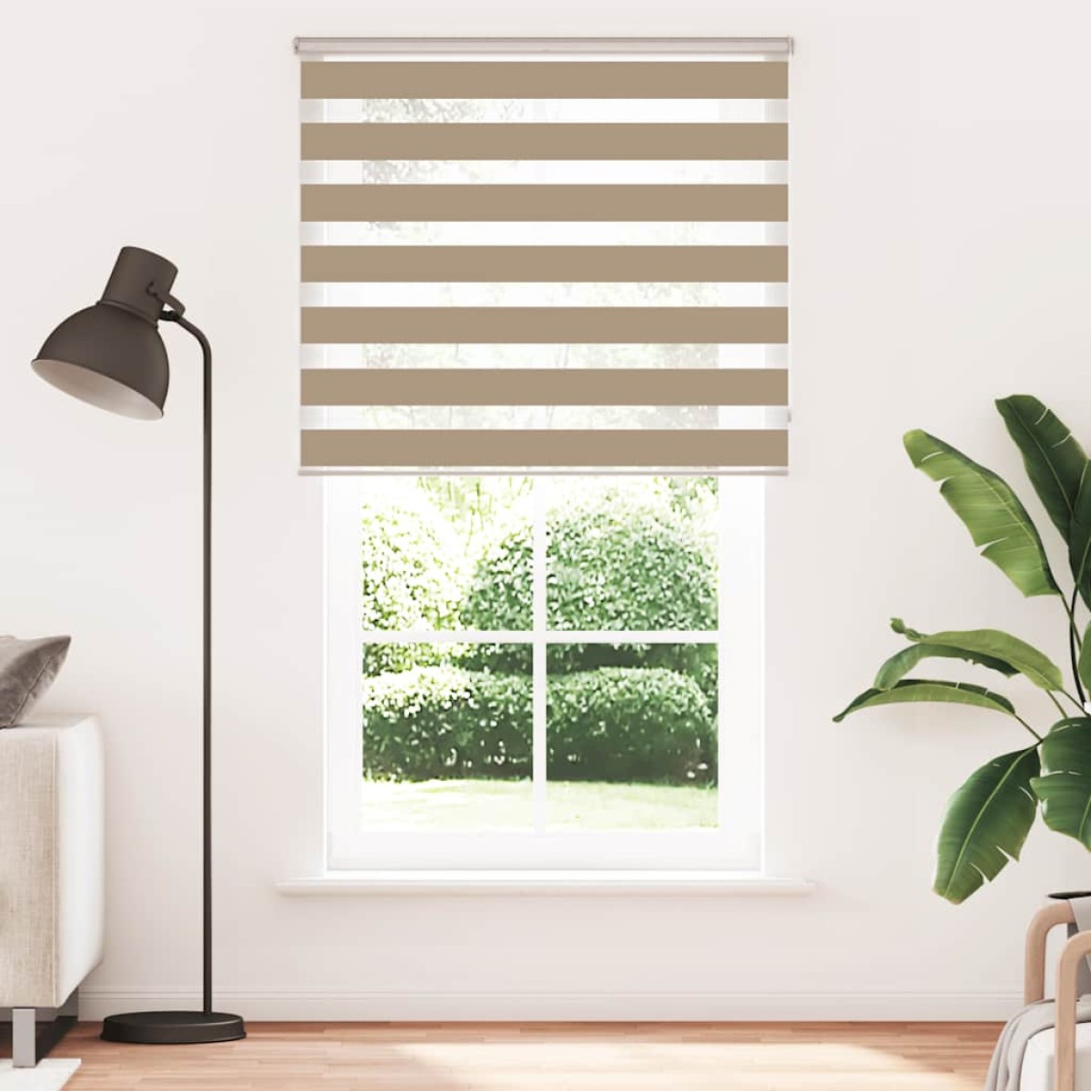 vidaXL Στόρι Ζέβρας Καφέ Άμμου 130x230 εκ. Πλάτος Υφάσματος 125,9 εκ. Πολυεστέρας