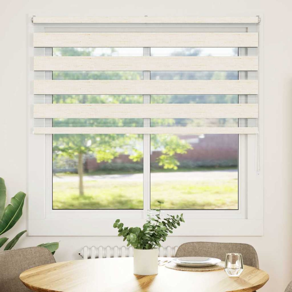 vidaXL Ζέβρα τυφλή μπεζ μάρμαρο Πλάτος υφάσματος 145,9 εκ. Πολυεστέρας