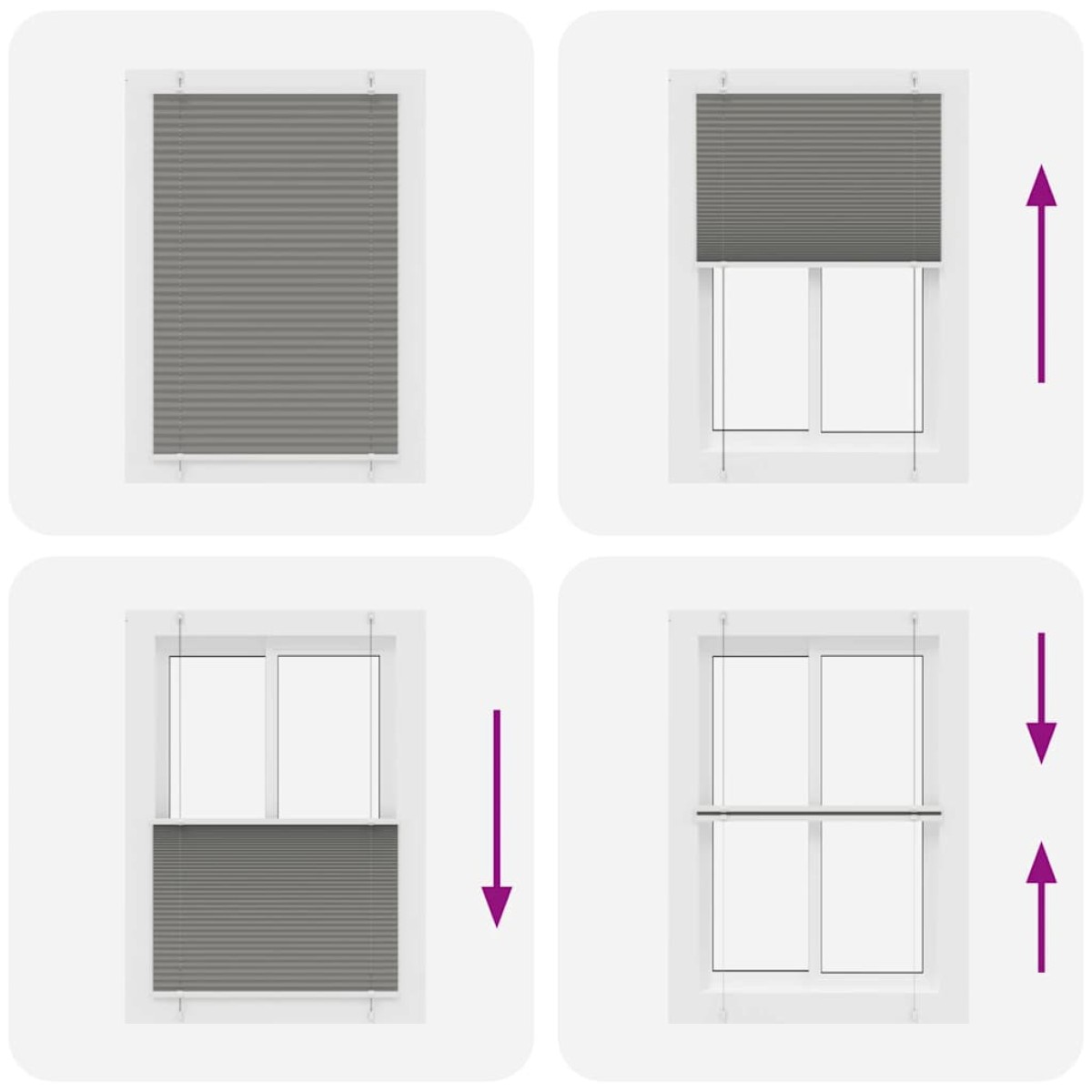 vidaXL Πλισέ περσίδα Ανθρακί 85x100 cm Πλάτος υφάσματος 84,4 cm