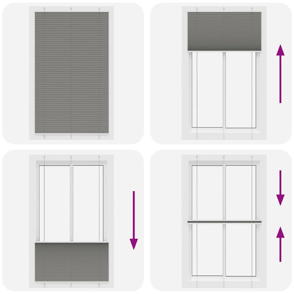 vidaXL Πλισέ περσίδα Ανθρακί 115x200 cm Πλάτος υφάσματος 114,4 cm