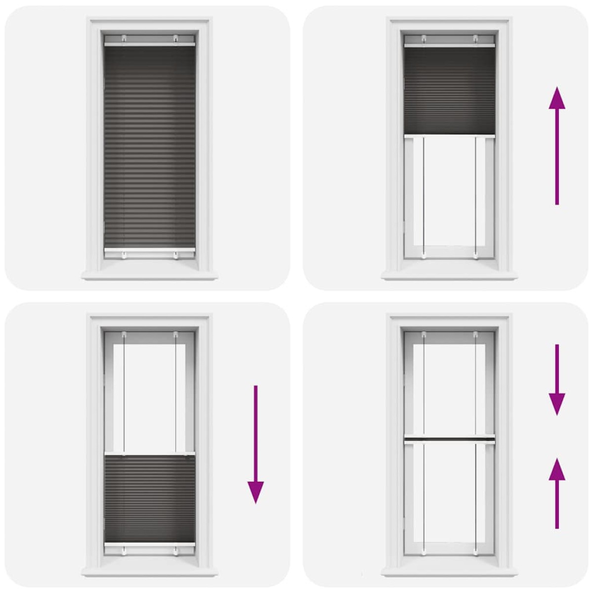 vidaXL Πλισέ περσίδα Μαύρο 65x100 cm Πλάτος υφάσματος 64,4 cm
