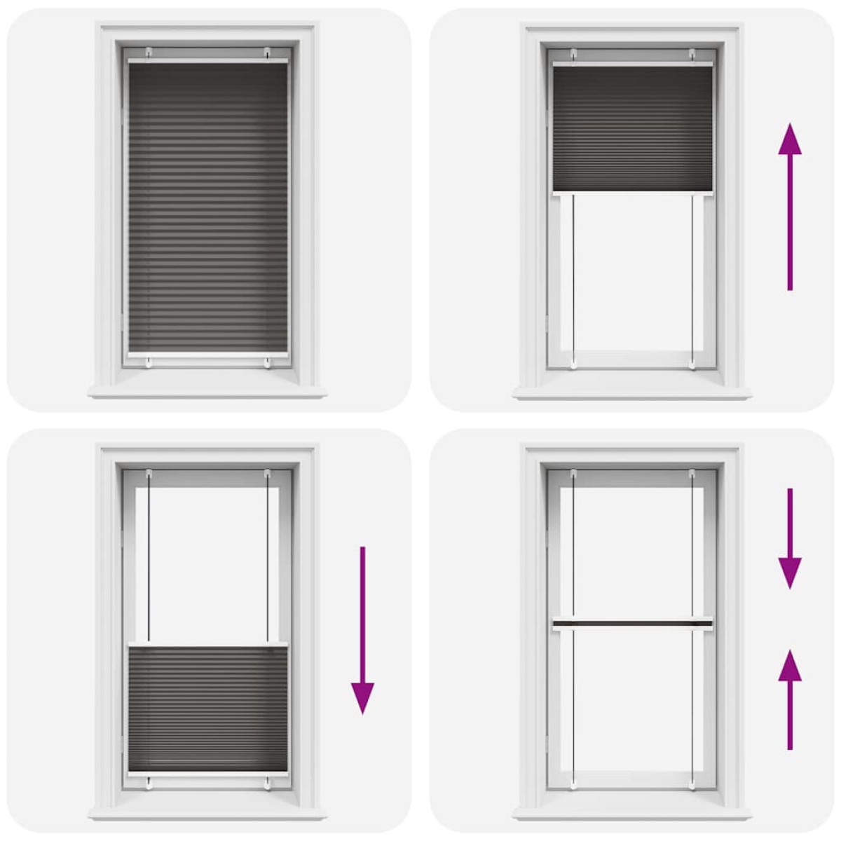 vidaXL Πλισέ περσίδα Μαύρο 75x100 cm Πλάτος υφάσματος 74,4 cm