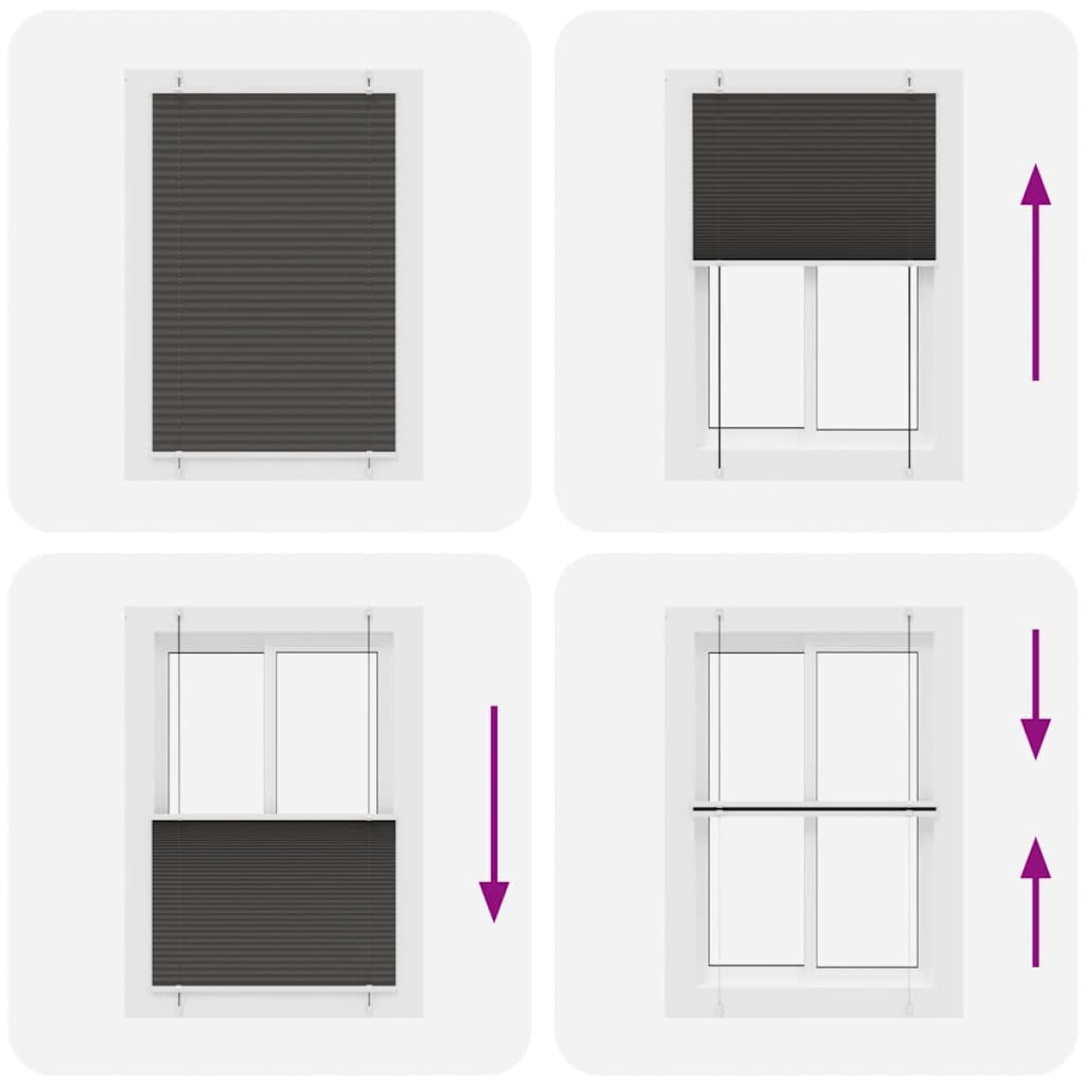 vidaXL Πλισέ περσίδα Μαύρο 100x100 cm Πλάτος υφάσματος 99,4 cm